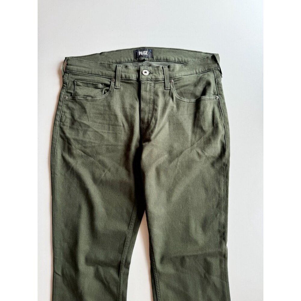 Men's PAIGE Federal Pine Green Transcend Stretch Slim Straight Jeans, Size 33 - Picture 6 of 15